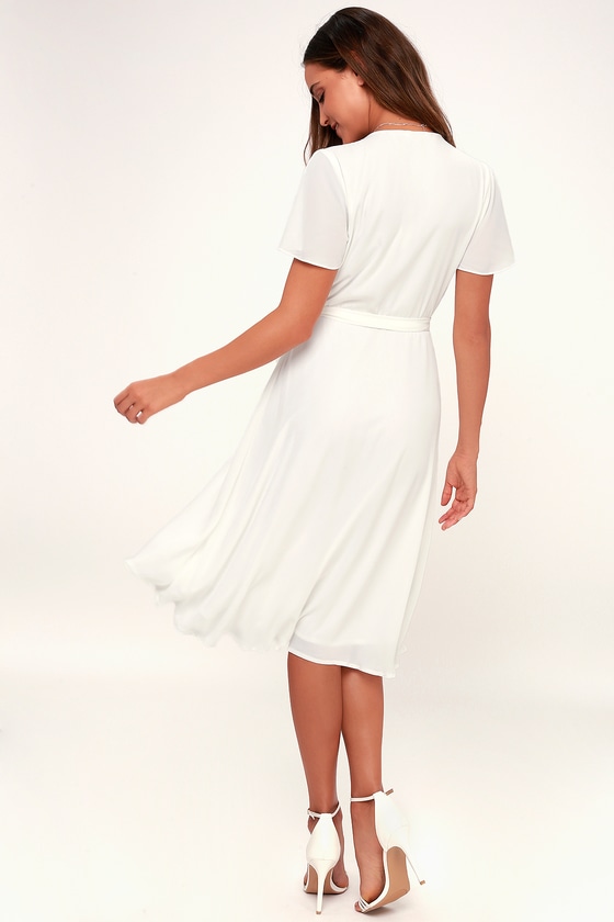 Lovely White Wrap Dress - Midi Wrap ...